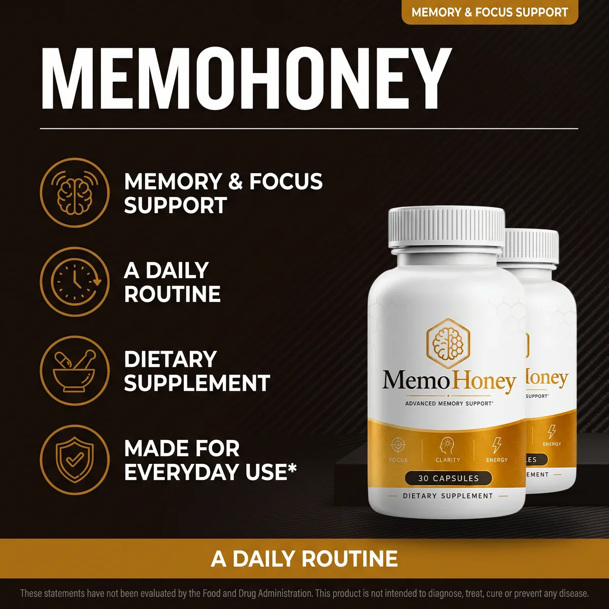 MemoHoney listing scene: memory and focus support, a daily routine